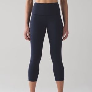 LULULEMON Navy WunderUnder Crop Luon Leggings